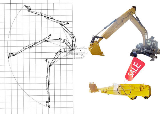 গুণ  12M Excavator Telescopic Long Arm Extended Boom For Cat Hitachi Komatsu কারখানা