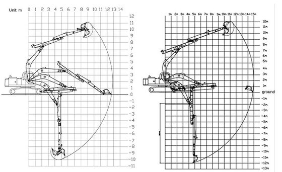 Excavator Long Arm Excavator Sliding Arm Long Reach 12m 16m ZX490 এর জন্য