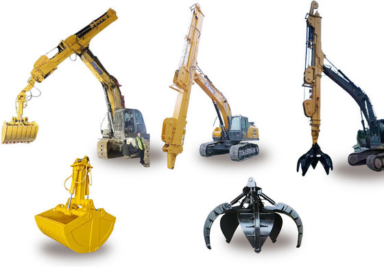 Excavator Long Reach Stick Boom And Arm With Clamshell Bucket With Teeth (খাঁচাগার দীর্ঘ পরিসরে লাঠি বুম এবং আর্ম সঙ্গে clamshell বালতি দাঁত সঙ্গে)