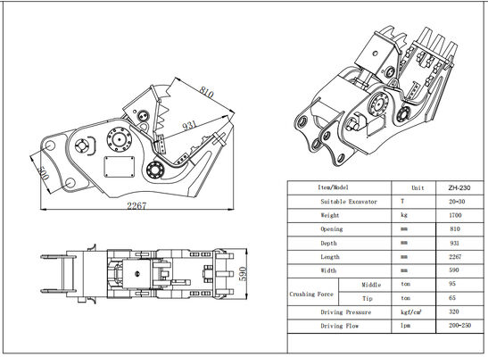 এক্সকাভেটর কংক্রিট পালভারাইজার হাইড্রোলিক পালভারাইজার